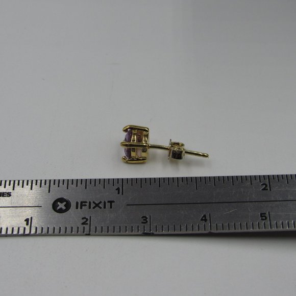 Sterling Silver Amethyst Stud Earrings Vintage - Picture 4 of 5